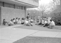 Students, Armstrong Hall, Mankato State University, 1990.