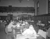 Students, Library, Old Main, Mankato State College, 1965.