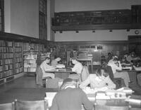 Students, Library, Old Main, Mankato State College, 1965.