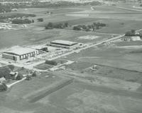 Aerial view of Highland Campus construction at Mankato State College