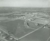 Aerial view of Highland Campus Blakeslee Stadium at Mankato State College